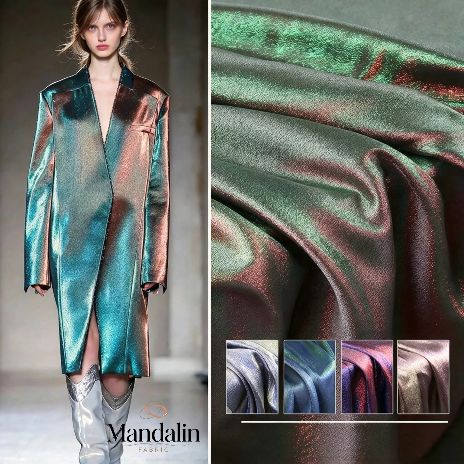 High Quality Shiny Iridescent Stage Fabric Starry Blue Gradient Cloth for Creative Skirts Stage Backdrop  Designer Garments