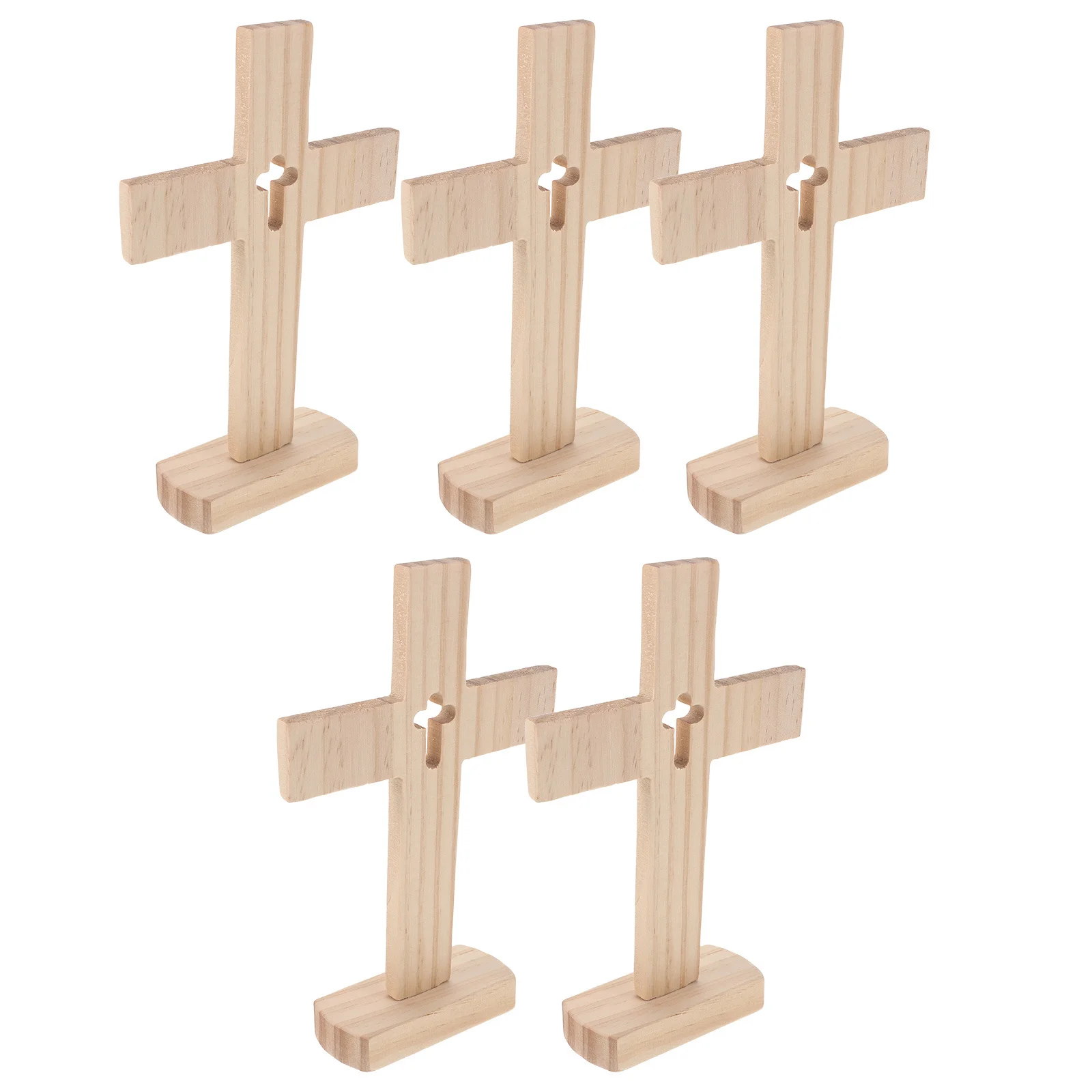 

5pcs Wooden Cross Wooden Church Cross Decor -- Handcrafted Christian Tabletop For Church Altar Home Worship Decoration
