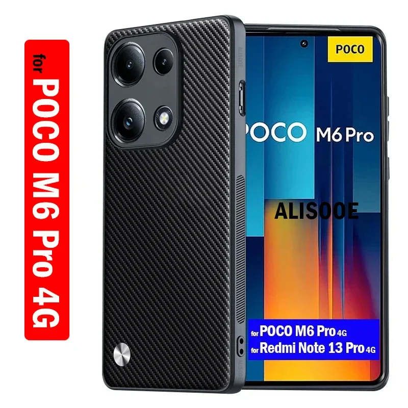 Funda for POCO M6 Pro 4G Case Carbon Fiber Texture PU Leather Protection Phone Cover for Redmi Note 13 Pro 4G Shockproof Capa