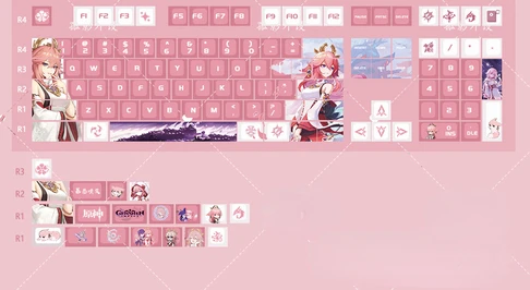 108 Keys/Set Genshin Impact Keqing Anime Custom Design Keycap DIY Customization Gaming Custom PBT Thermal Sublimation XDA Height