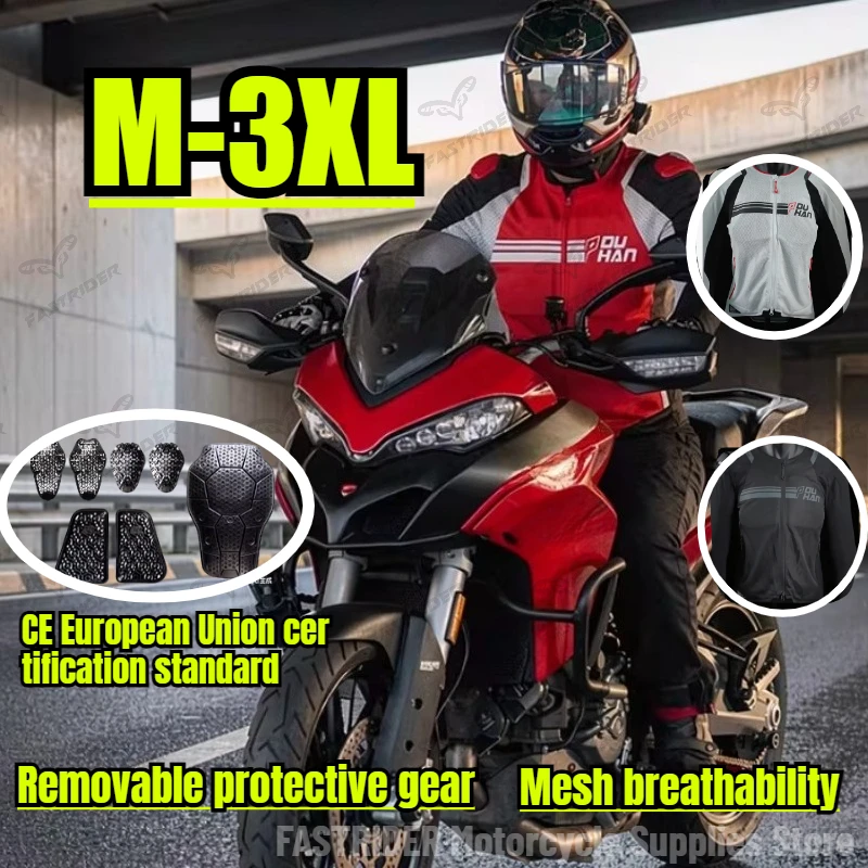 Spring and Summer Men's and Women's Motorcycle Riding Suit CE2 Protective Racing Suit Lightweight Breathable Motorbike Jacket