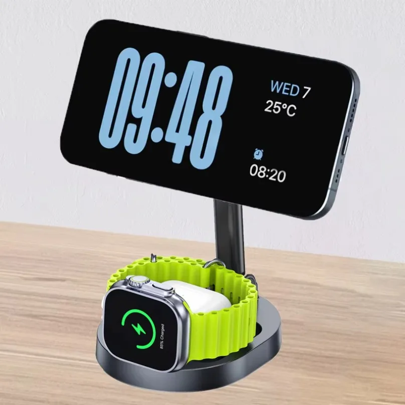 

Складная дорожная беспроводная подставка для зарядного устройства 3 в 1 для Magsafe iPhone 12-16 Pro Max Apple Watch 8 7 Airpods Pro, станция быстрой зарядки