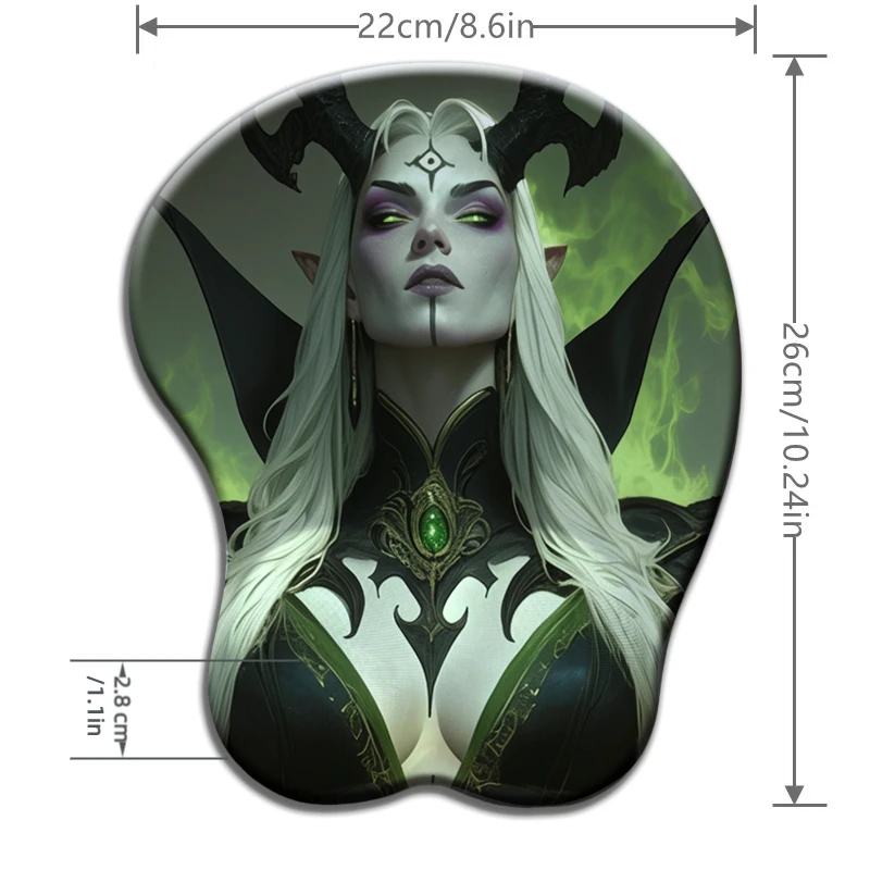 Dark Game Style Demon Girl Wrist Support Pad Ergonomic 3D Silicone Mouse Wrist Pad Anti-tenosynovitis Wrist Mouse Pad