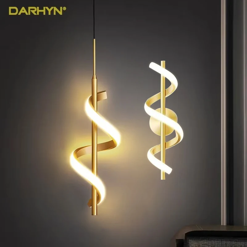 Modern Creative LED Pendant Light For Bedroom Bedside Indoor Hanging Lighting Fixture Gold Black Decorative Lamp Luminaire