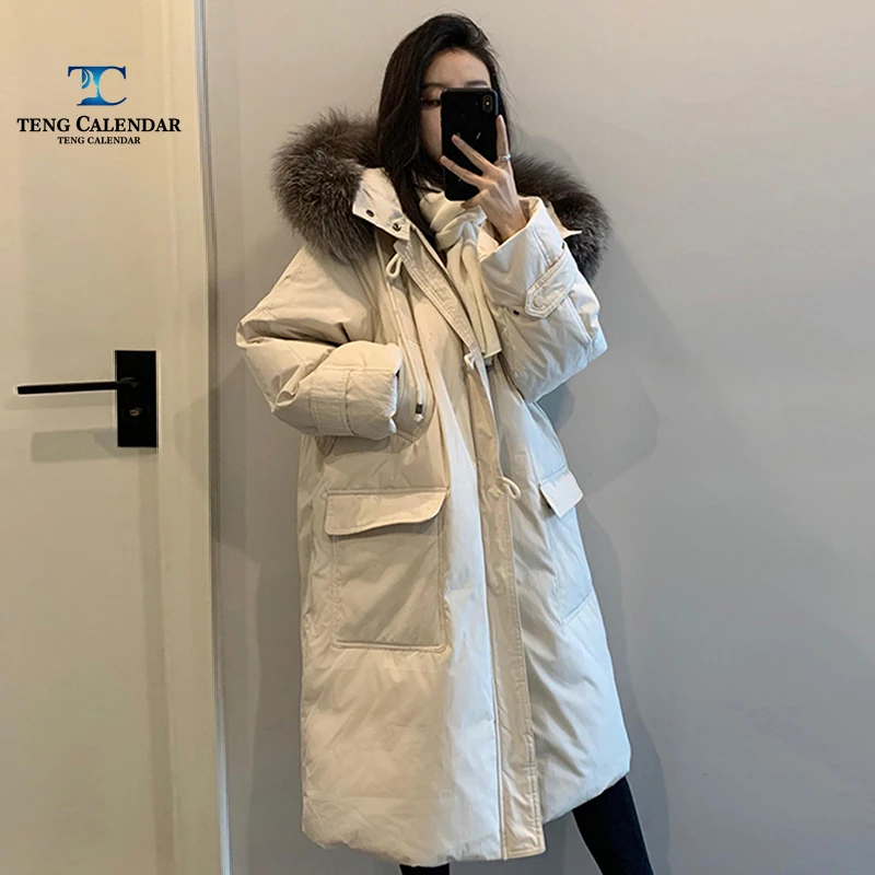 

Overcoming The American High-end Style, The Mid To Long Beige 300 Pound Fat Mm Plus Size Women's Thick Coat, New for Winter 2025
