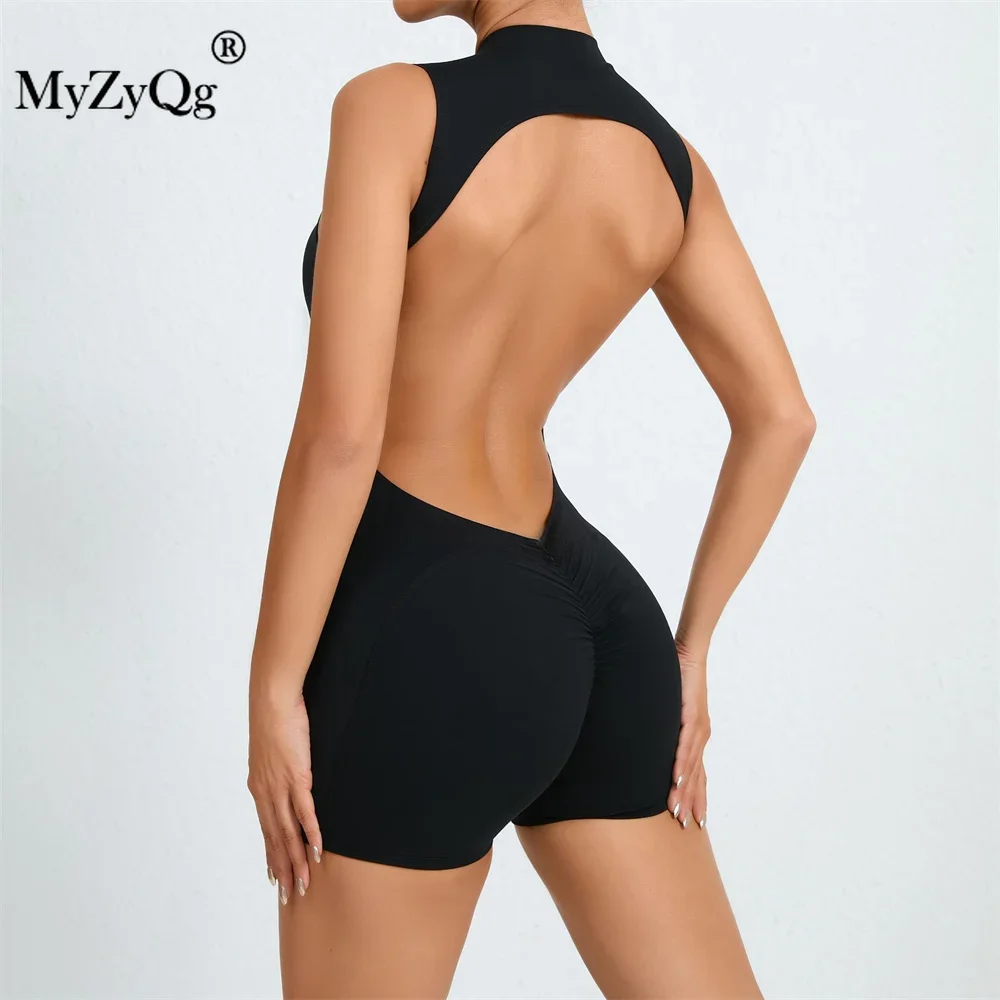 MyZyQg Women Sleeveless Back Hollow Jumpsuit Tight Breathable Air Sports Playsuit Buttock Lifting Quick Dry Yoga Bodycon