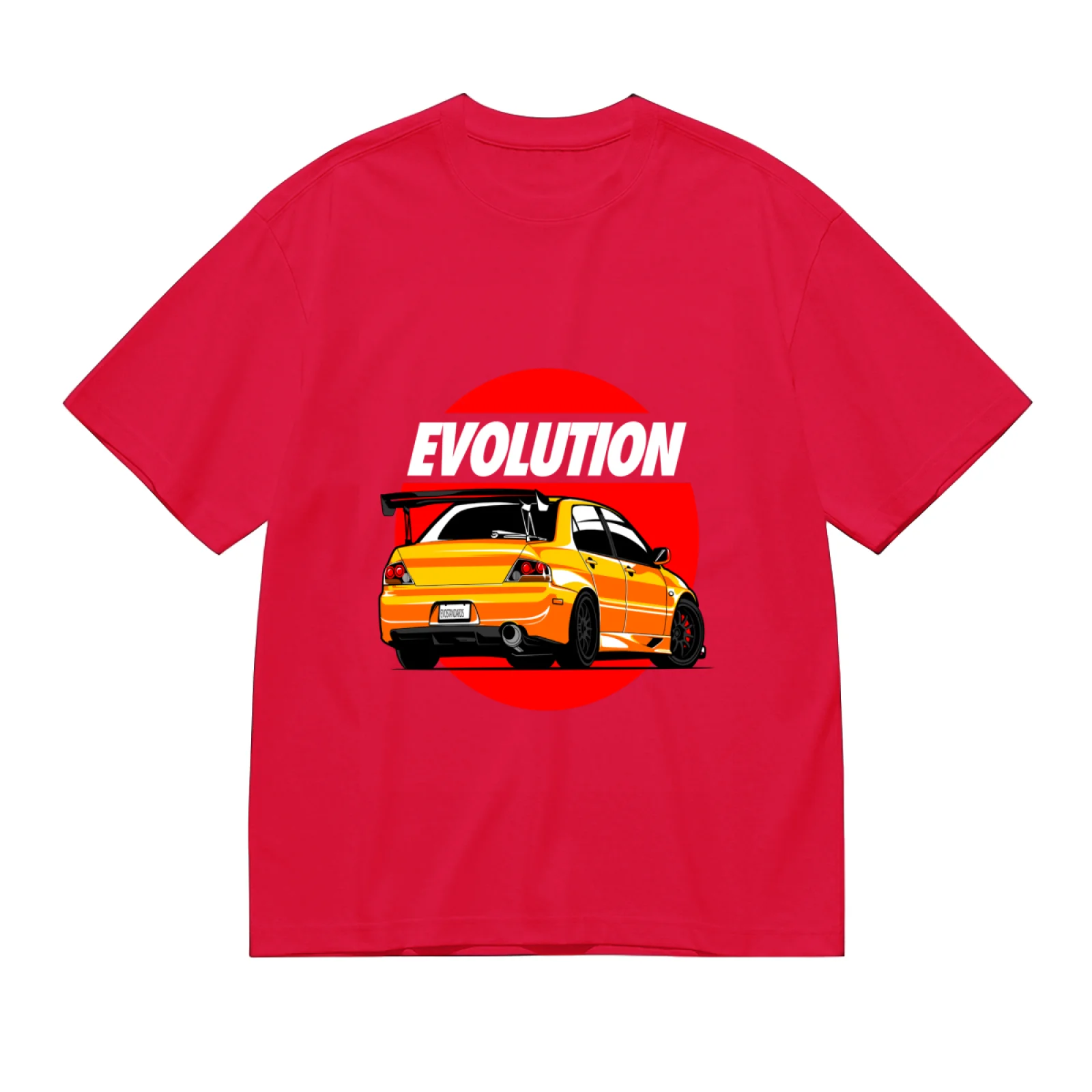 Retro Evo 8 Rear View Print T-Shirt, Classic JDM Drift Car Shirt, Cool Japanese Car Graphic Tee, Unisex Short Sleeve Casual Top for Gearheads