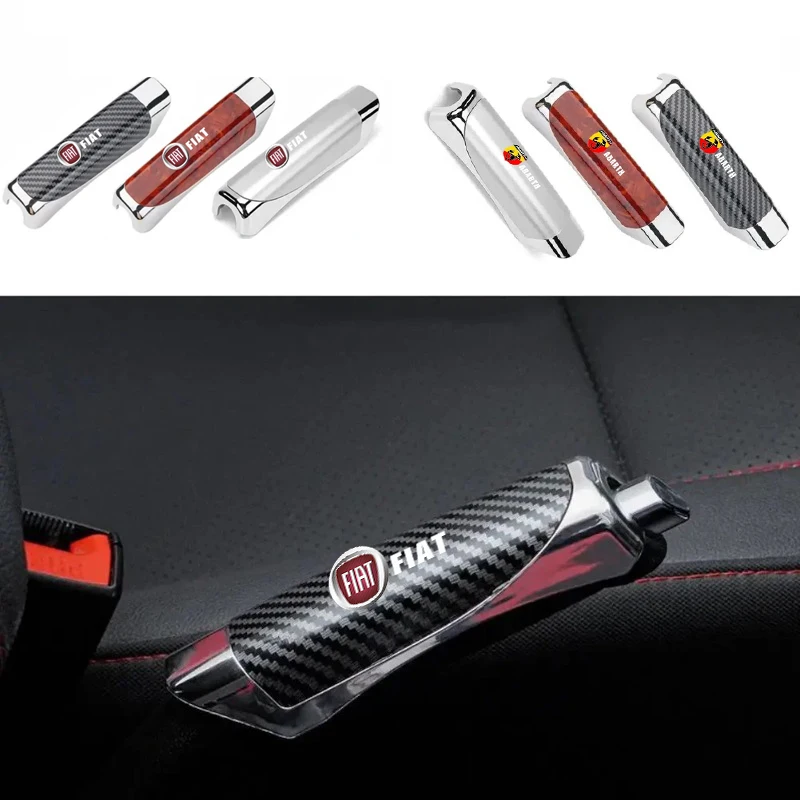 Cubierta decorativa para la palanca del freno de mano del coche, emblema adhesivo, accesorio para Fiat Abarth 500 Tipo FR Panda Argo Freemont Viaggio Bravo Pun