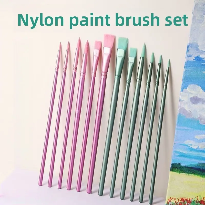 Watercolor Paint Brushes Set with Pointed Round Flat Tips, Soft Nylon Bristles Art Supplies for Beginners Art Students