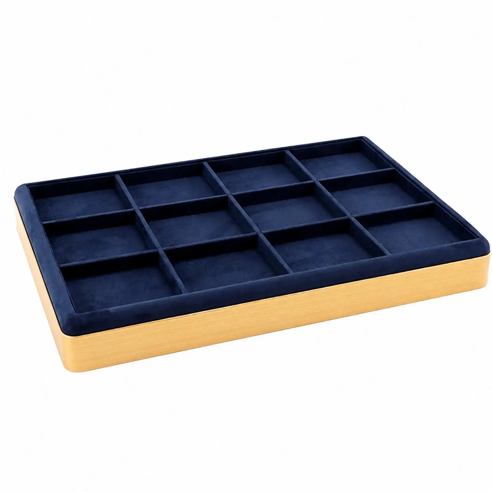 Microfiber Leather Jewelry Storage Tray with Gold Tone Metal Frame for Small Accessories Display and Organization on Vanity