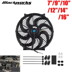 Universal 7/9/10/12/14/16 Inch 12V 80W 2100RPM Car Air Conditioning Cooling Fan Blade Cool Mounting Kit CF-1001