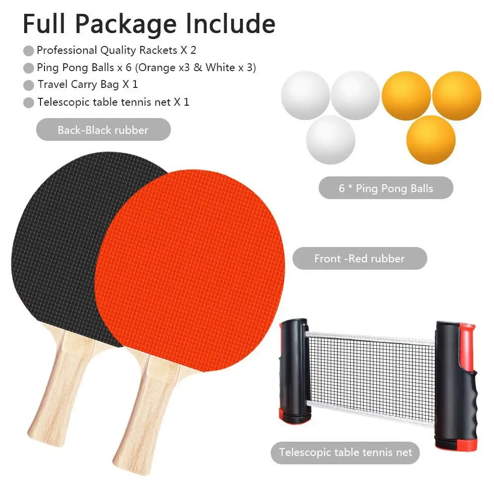 Retractable Net Ping Pong Net Frame Set Carry Bag Complete Accessories Table Tennis Set Easy Setup Design Lightweight