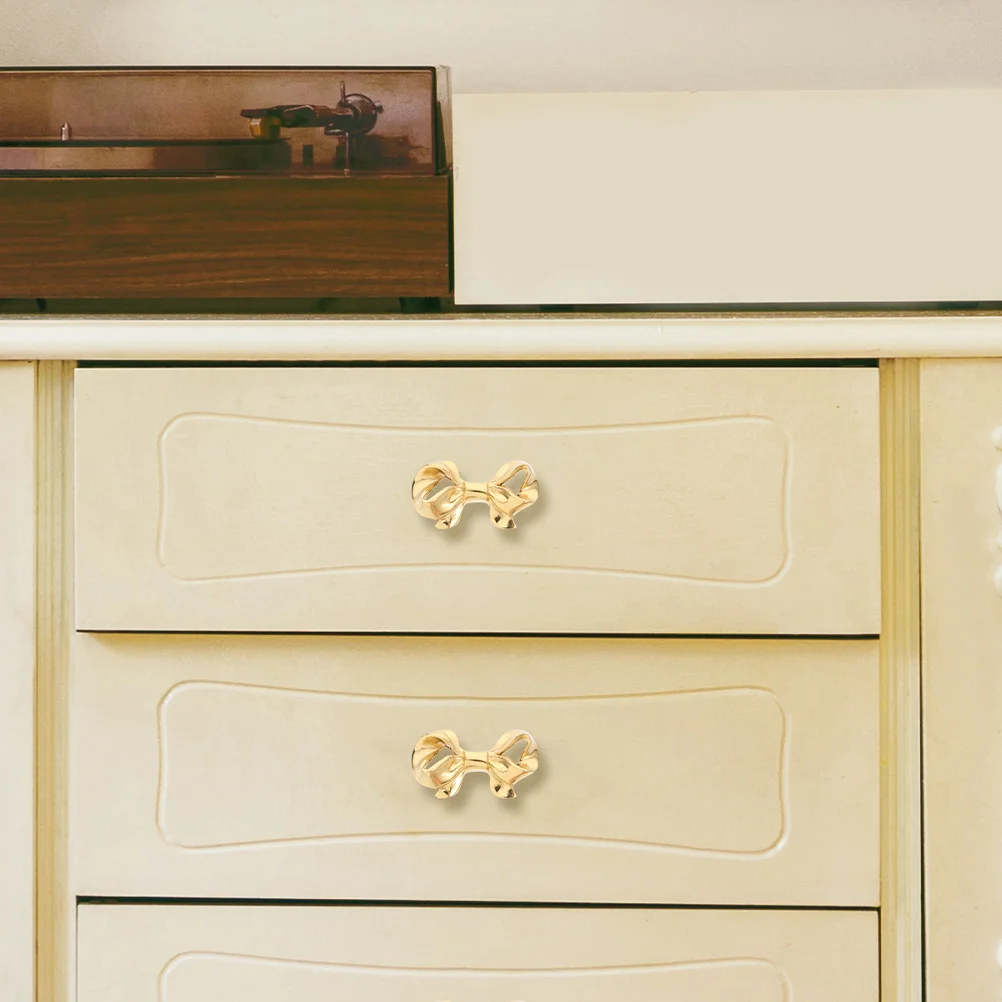 

2Pcs Gold Bow Shaped Brass Drawer Knobs Durable Rust Proof for Dresser Cabinet Wardrobe Decorative Pulls Gold Bow Knobs