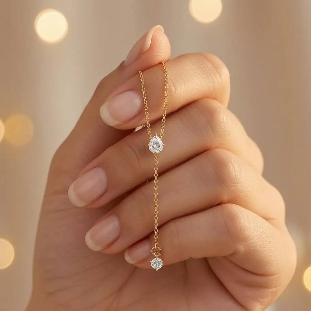Y-Shaped Pendant Necklace, Gold Necklace for Women, Dainty Lariat Drop Necklace, Minimalist Trendy Clavicle Necklace Fashion Jew
