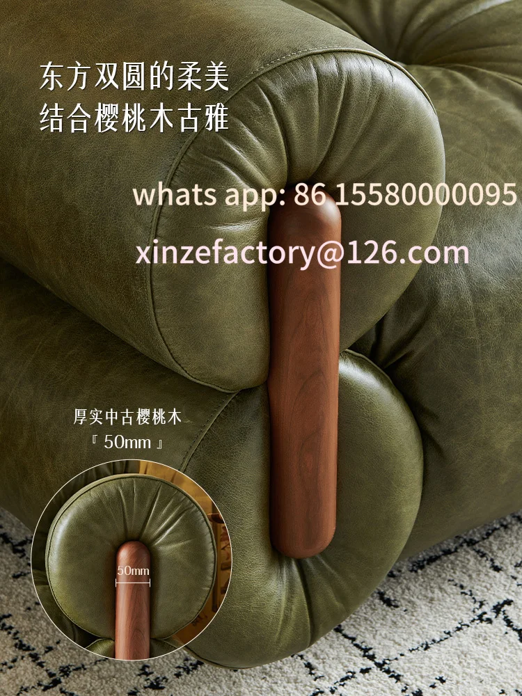 

Customizable wood oil wax leather sofa