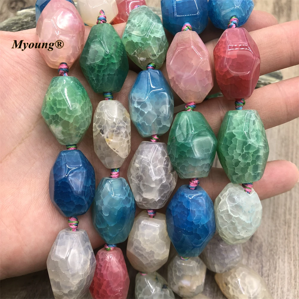 15x25MM Large Faceted Multicolor Agates Quartz Cutting Nugget Beads For Jewelry Making MY221009