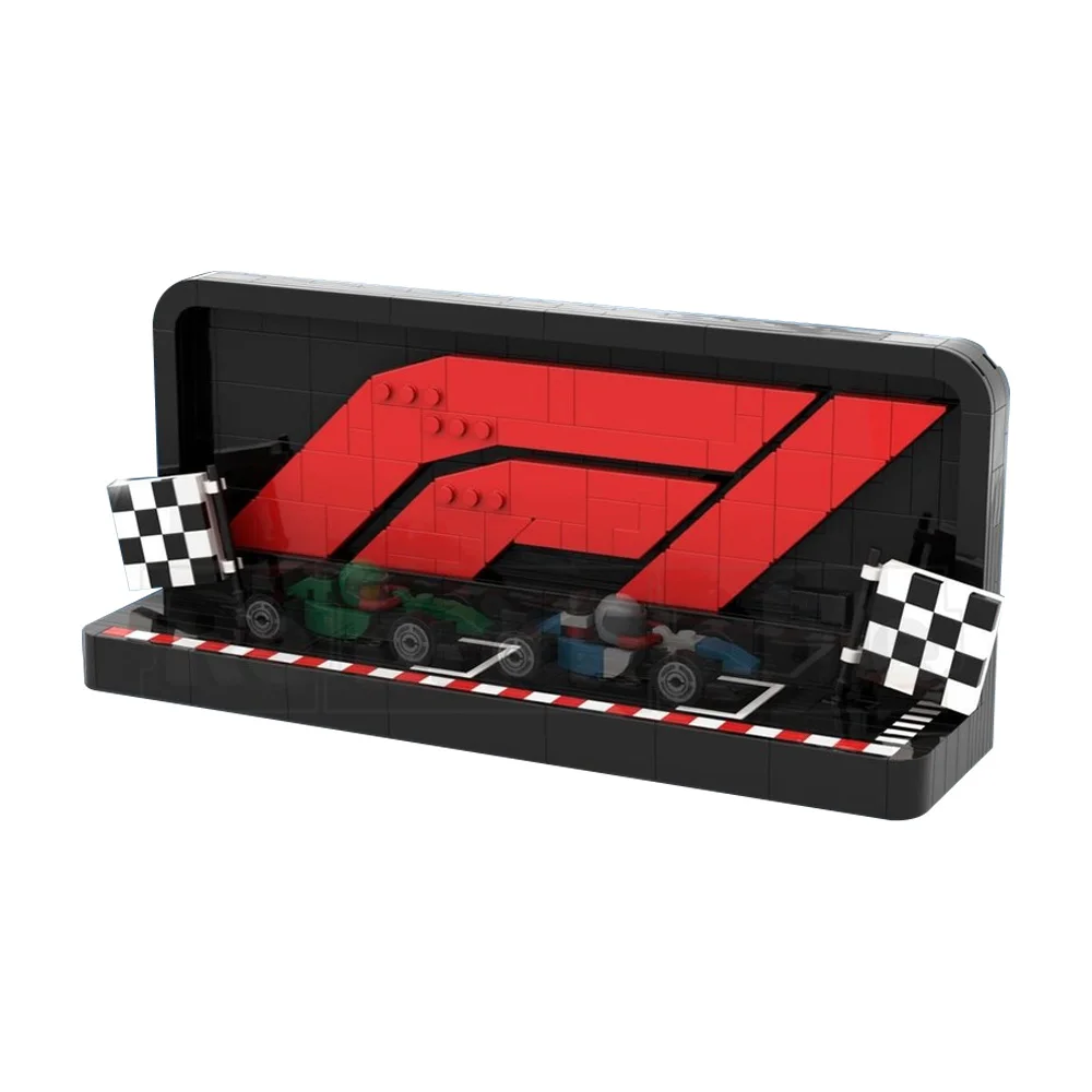 

Gobricks MOC Formulaed Racing Station Building Blocks Model Formulaed Racing Silverstone Raceway Logo Bricks Assembly Kids Toys