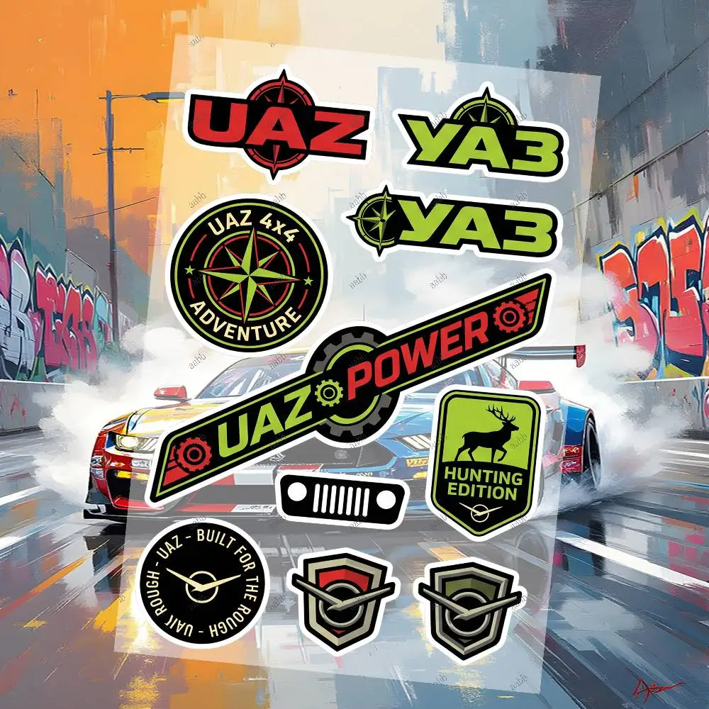U-UAZ Motorcycle Sticker Set Reflective Decals For Helmet Fuel Tank Fairing Body Custom Bike Graphics Kit