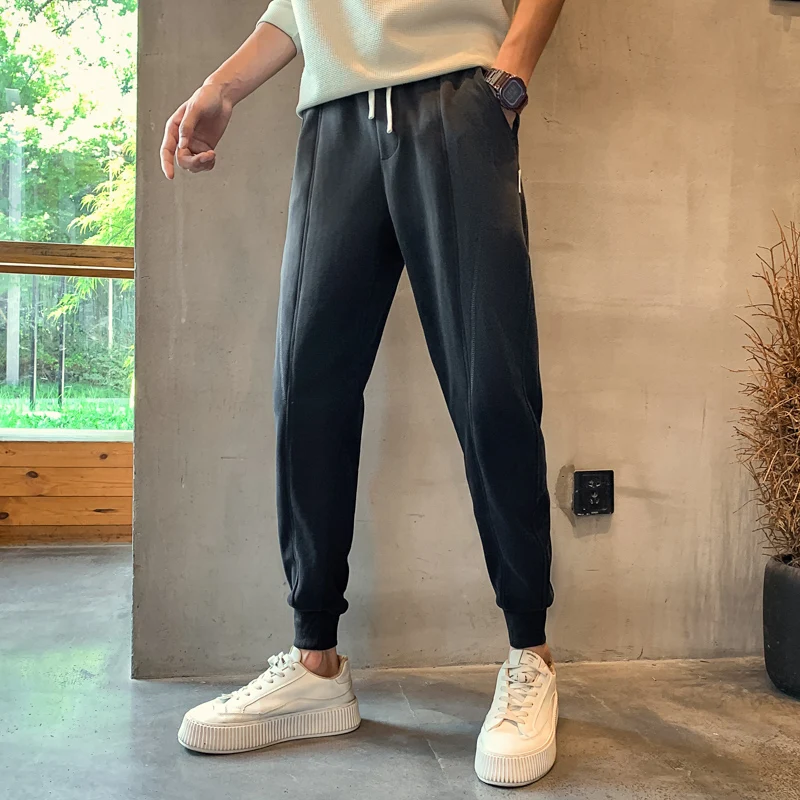 

Мужские повседневные брюки Pure Bla Slim Fit, осень 2023, модные брендовые брюки с манжетами, дышащие, из смеси хлопка и полиэстера