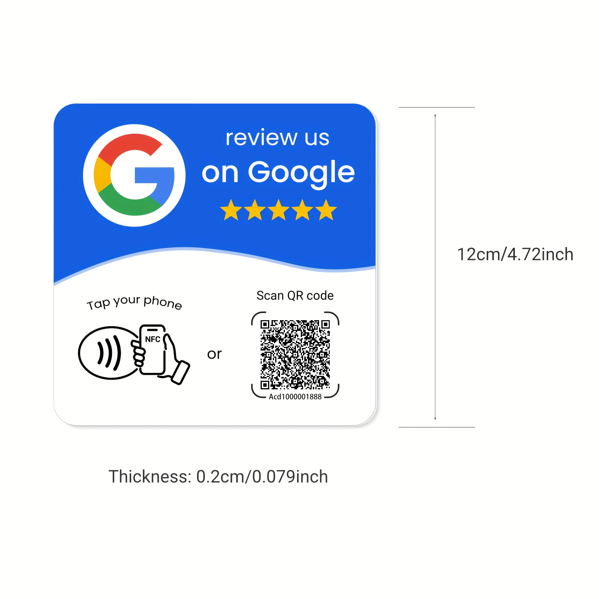 HACHANLUN ป้าย NFC 215 แบบตั้งโต๊ะสำหรับรีวิว Google พร้อมแท่นวาง NFC 13.56Mhz รองรับ QR code ปรับแต่งได้