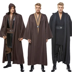 Anakin Skywalker Cosplay Fantasia Brown Uniform Cloak Costume Disguise For Men Male Adult Halloween Carnival Party Suit