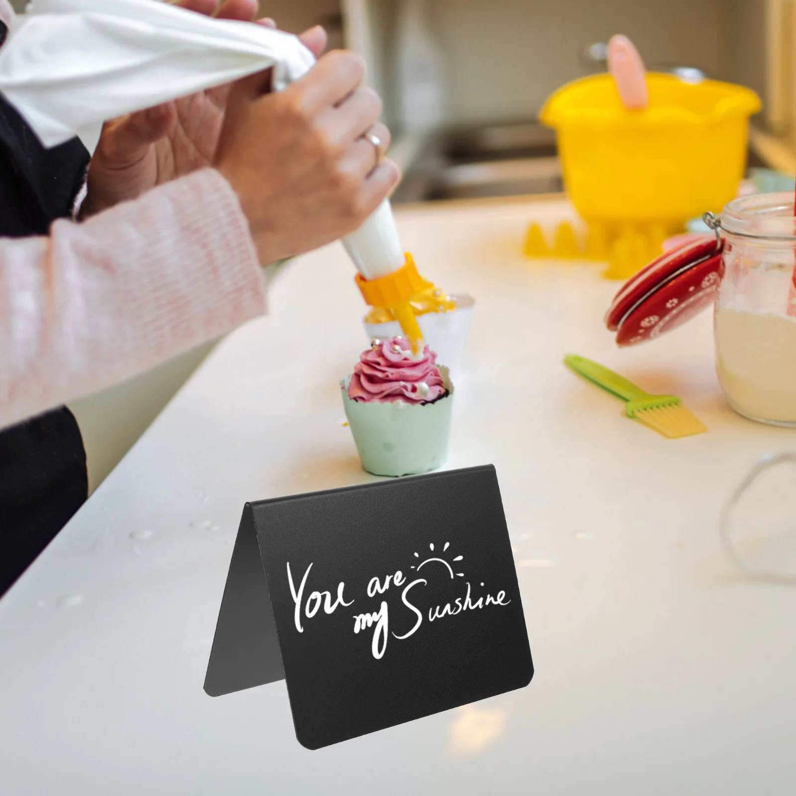 1Set Mini Lavagna Segni Riutilizzabili Cancellabili In Piedi Schede Memo per Ristorante Cafe Prezzo Alimentare Cartellini Da Tavolo Messaggio Segno