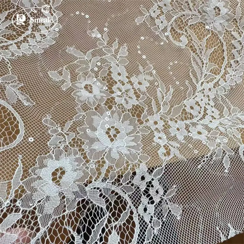 Nachhaltige Länge: 155 cm Breite, glitzernder, funkelnder, dünner Spitzenstoff aus Mesh, Stoffe zum Nähen. Spitzenstoff Hohe Qualität 2025 – Detail 3