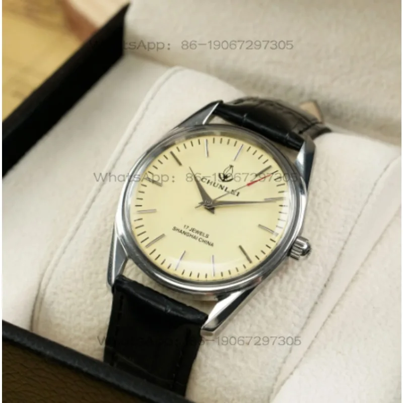 Manual winding watch Solid steel belt mechanical watch