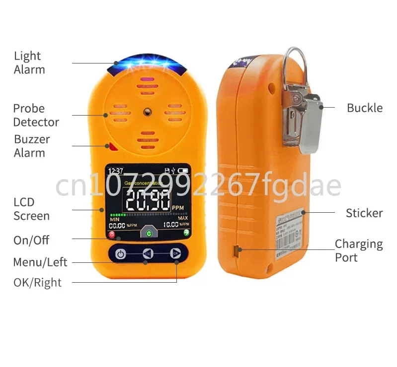 Portable Nitrogen Dioxide NO2 Gas Leakage Detector Analyzer Sensor with Full Color LCD Display