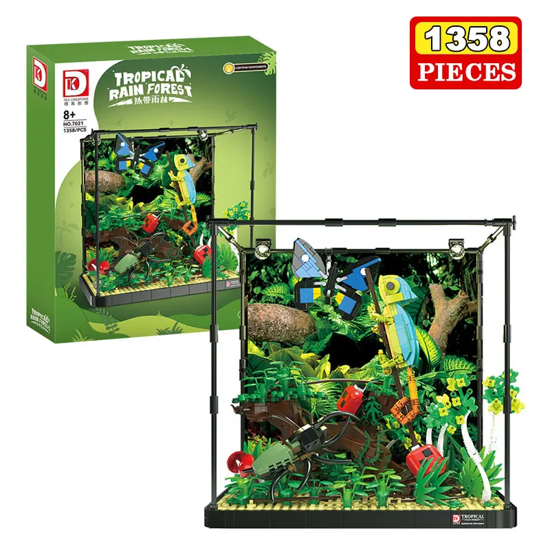 

Городской номер MOC, ящерица, коробка для домашних животных, тропический тропический лес, пейзаж, строительные блоки, сделай сам, животные, жук, модель бабочки, кирпичи, игрушки, подарки