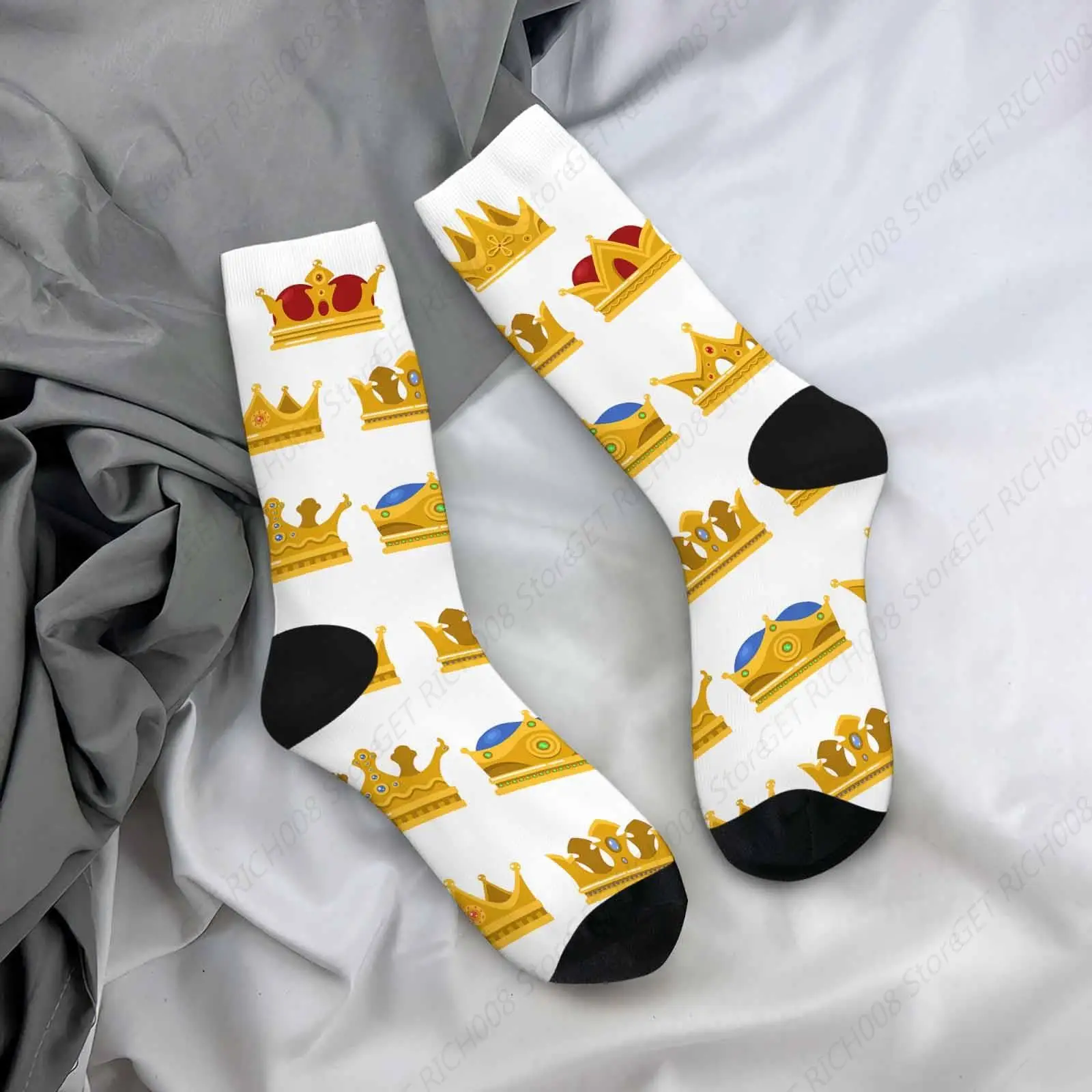 Crown Unisex Socks Golden King Headdress Funny Socks Gifts For Women Mens Novelty Crew Socks