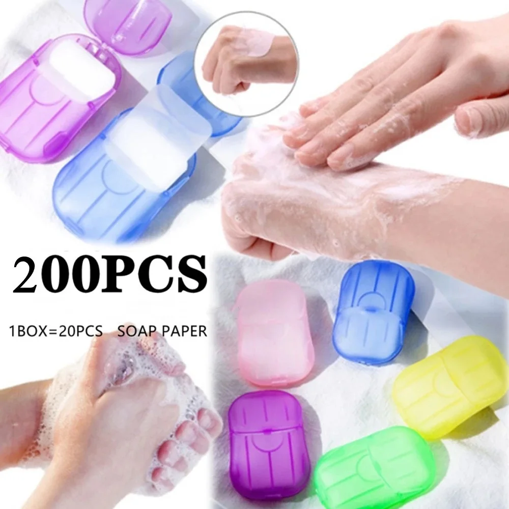 10 Boxes (200 sheets) Soap Paper Sheets Portable Disposable Travel Scented Bath Slice Sheet Foaming Paper Soap Confetti Slide