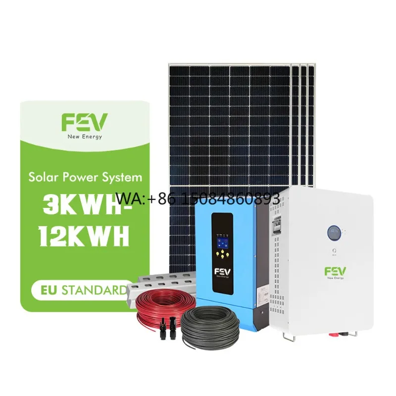 30-50kW Hybrid Solar Energy System Home Use Solar Panel Kit with MPPT/PWM Controller and Lead-Acid Battery