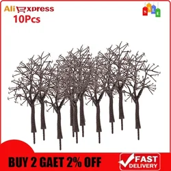 10Pcs Model Tree Winter Trees Withered Tree 11CM Layout Train Railway Model Tree Plastic 3D Landscape Artificial Miniature Tree