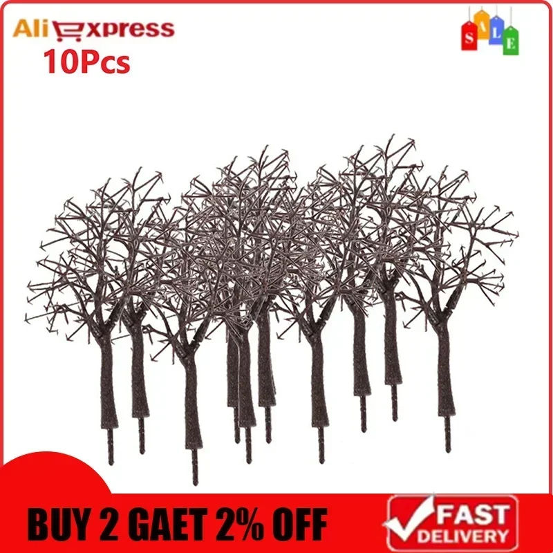 10Pcs Model Tree Winter Trees Withered Tree 11CM Layout Train Railway Model Tree Plastic  3D Landscape Artificial Miniature Tree