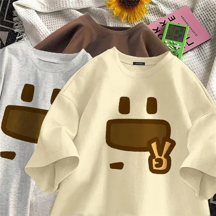 

Свободная мужская футболка с коротким рукавом, парная, в гонконгском стиле, повседневная, модная, с защитой от солнца, с круглым вырезом, стандартный крой