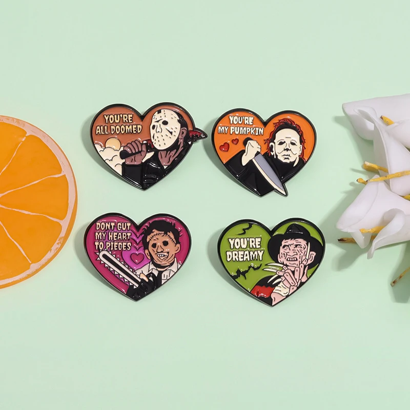 Dont Cut My Heart To Pieces Enamel Pins You'Re All Doomed Horror Film Assassin Metal Brooch Lapel Badges Jewelry Gifts For Fans image 6