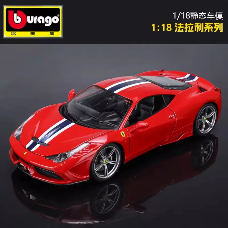 Bburago-Die-Cast Ferrari 458 Model Car Brinquedos, Presente Colecionável, Decoração de Carro em Miniatura, Colecionável, Original, 1:18