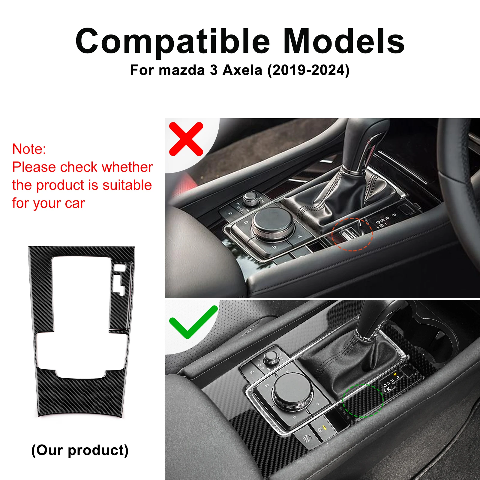 Real Soft Carbon Fiber Sticker For Mazda 3 Axela 2019 2020 2021 2022 2023 2024 2025 Manual Automatic Car Gear Shift Panel Trim