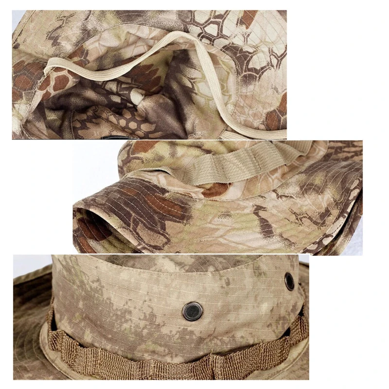Camouflage Hat Tactical US Bucket Hats Panama Summer camping Cap Fishing Hunting Hiking Outdoor Camo Sun Caps Men