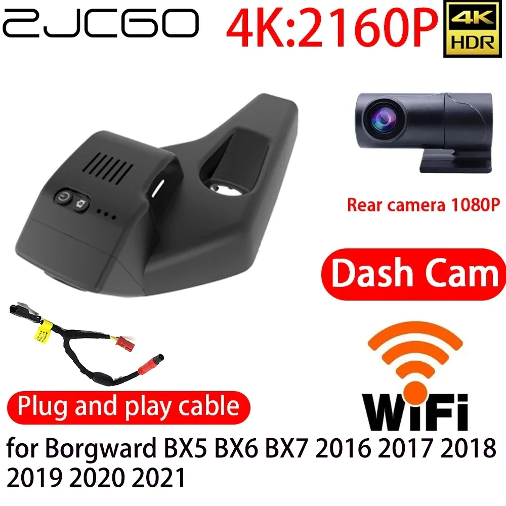 ZJCGO 4K DVR Dash Cam Wifi Front Rear Camera 24h Monitor for Borgward BX5 BX6 BX7 2016 2017 2018 2019 2020 2021