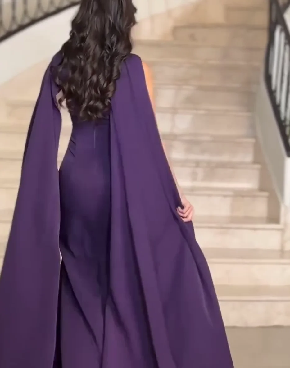 Fioletowe Sukienki Balowe Syrenka na Jedno Ramię z Kryształami, Długie dla Arabskich Kobiet 2026, Z Koralikami i Kwiatami, Formalne Suknie Wieczorowe Szyte na Miarę