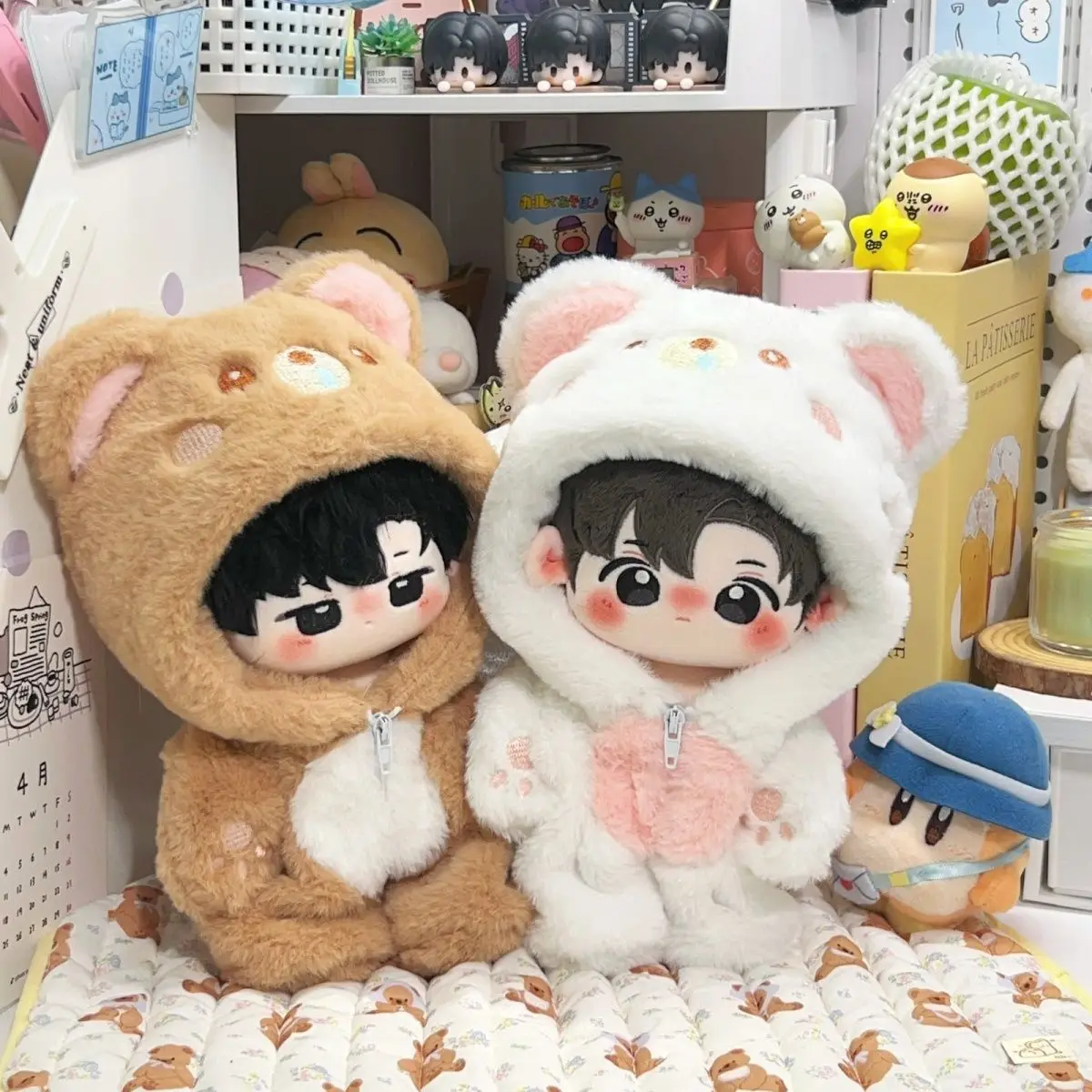 20 سنتيمتر ملابس دمى الدب الصغيرة لطيف أفخم نيسيي الشتاء الحيوان مقنعين بذلة الزي للدمى القطنية لا سمة فستان