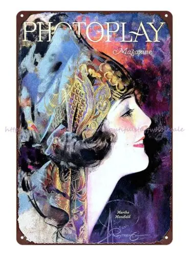 nice wall restaurant pub 1920 issue of Photoplay magazine cover metal tin sign