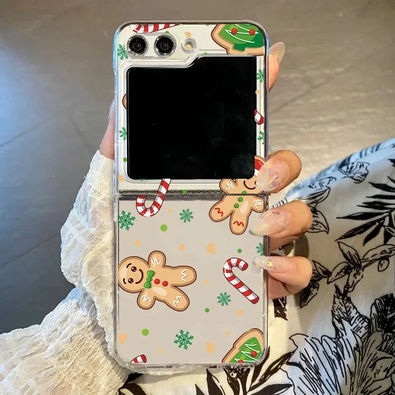 

Merry Christmas Snowman Phone Case For Samsung Galaxy Z Flip6 Flip5 5G Protect Cover ZF Flip4 3 Cartoon Transparent Cover Shell