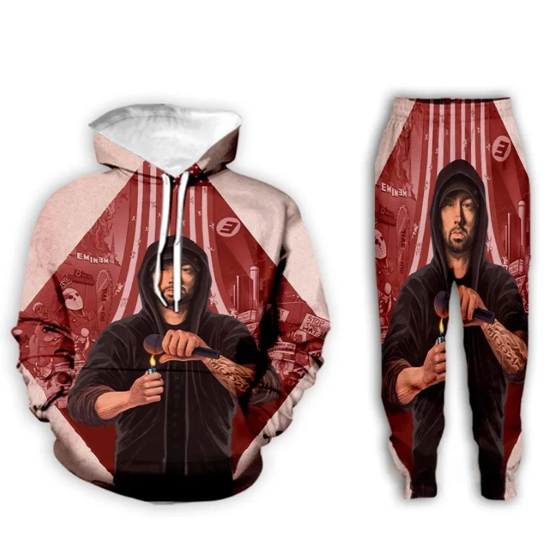 Hot EMINEM 3D Print Men\'s Women\'s Tracksuit Sets Casual Hoodie+Pants 2pcs Sets Oversized Kids Hoodies Two Piece Set