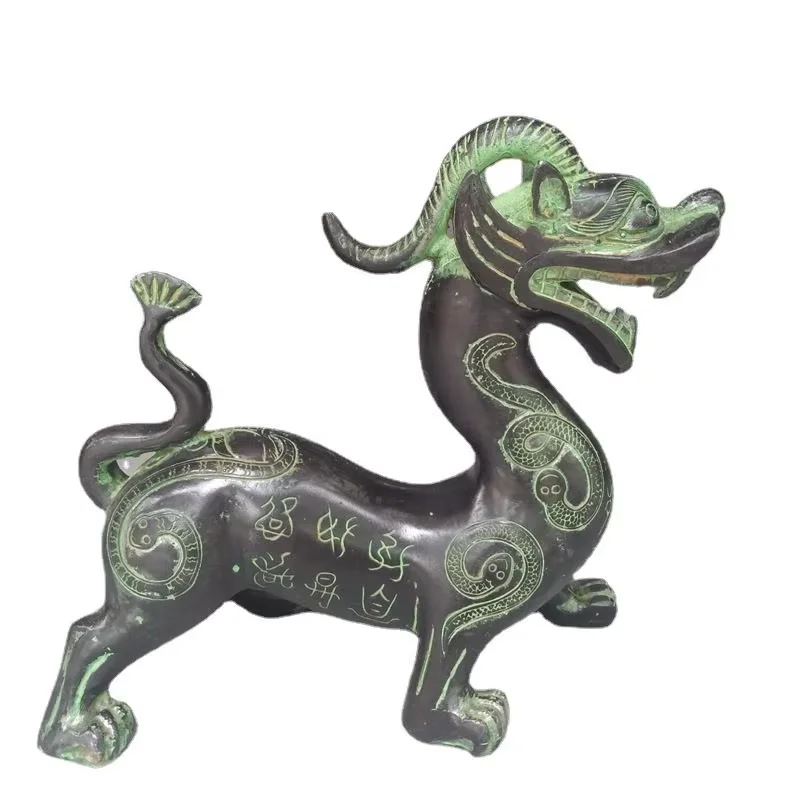Collect Tibetan Chinese Bronze Hand Carved Brave Troops Foo Dog Statue