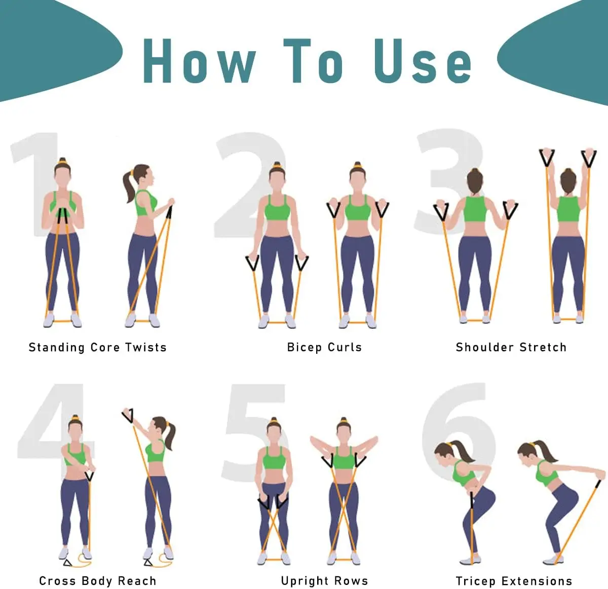 Bandas de resistencia con asas para ejercicio, equipo de entrenamiento de fuerza para hombres y mujeres en casa, banda de tubo de 5 niveles, cuerda de tracción