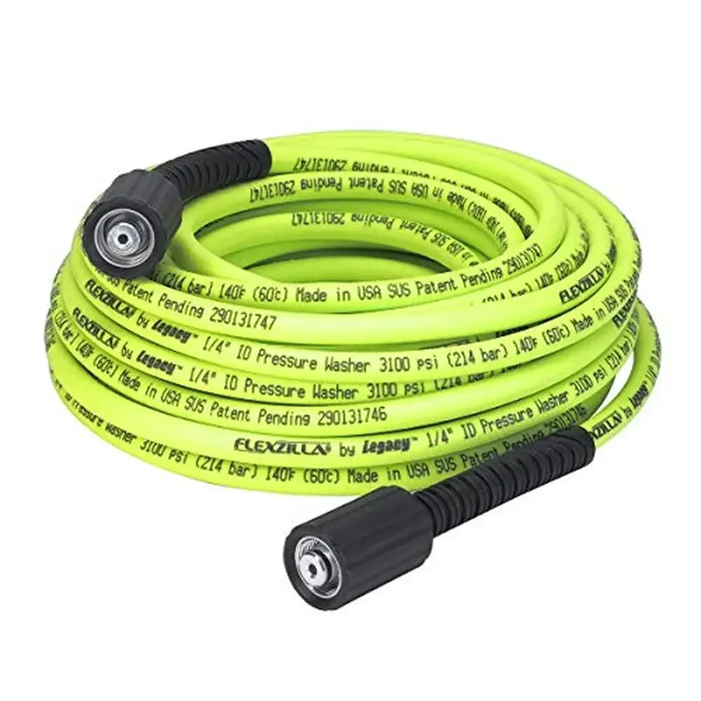 

Flexzilla 1/4" x 50ft Pressure Washer Hose M22 Fittings ZillaGreen Flexible Hybrid Polymer Non-Kink Bend Restrictor 3100 PSI USA