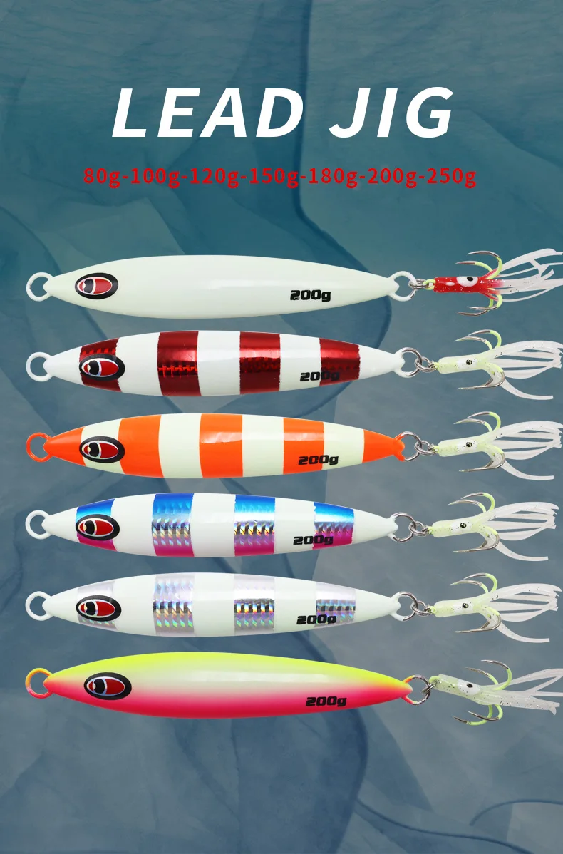 ZYZHE 1 Stück Meeresangelköder Pencil Bait 180/250G JIG Simulierter Kunstköder mit Haken Leuchtender Boot-Angelköder JIG – Detail 1